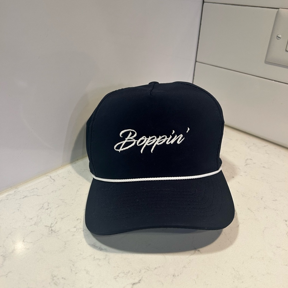 Navy Boppin' Cap with White Embroidery